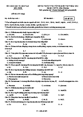 Đề thi thử Tốt nghiệp THPT môn Hóa học - Mã đề 209 - Năm học 2020-2021 - Sở giáo dục và đào tạo Bắc Ninh (Có đáp án)
